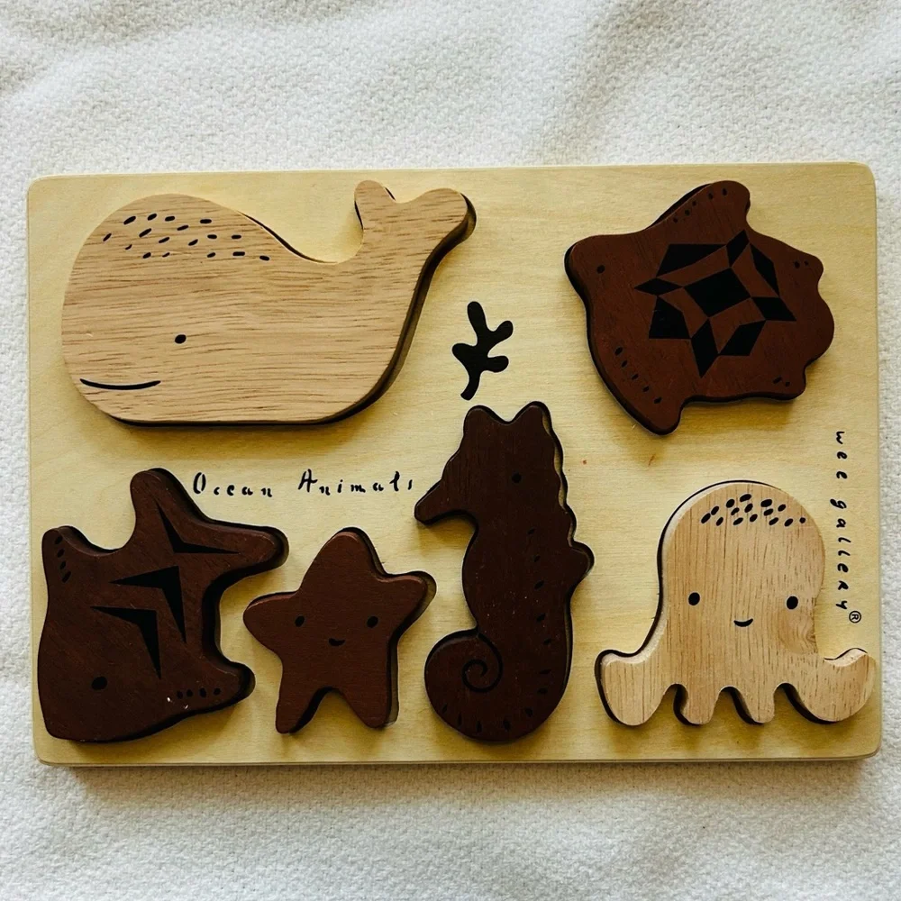 Wee Gallery Ocean Animals Wooden Tray Puzzle - Picture 3 of 5